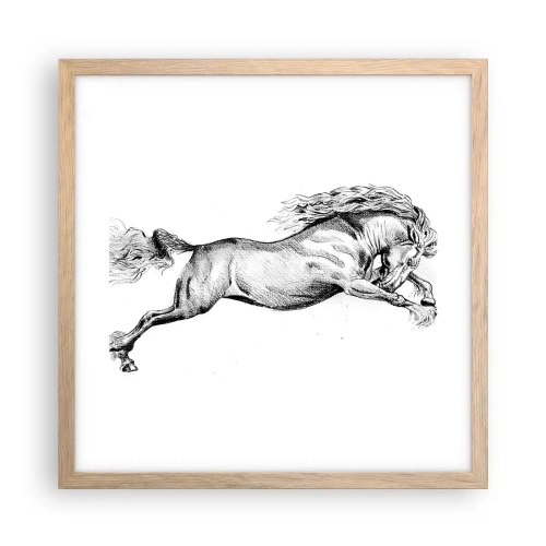 Poszter világos tölgy keretben - Vágtában megállítva - 40x40 cm