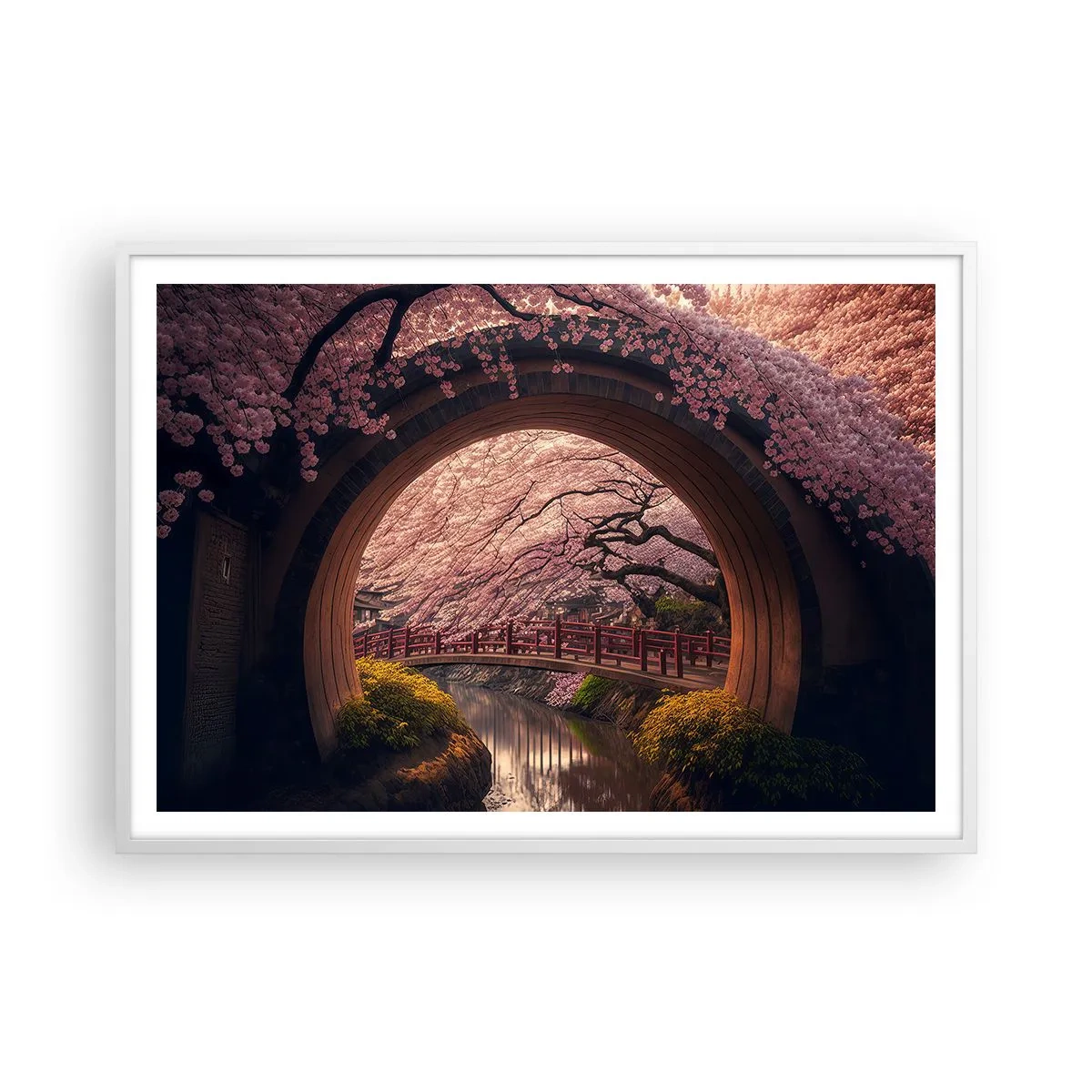 Poszter fekete keretben - Japán tavasz - 100x70 cm