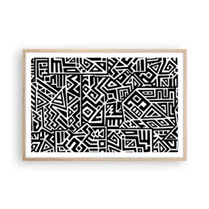 Poszter világos tölgy keretben - Kolumbusz előtti kompozíció - 91x61 cm