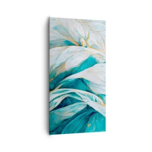 Vászonkép - Kék absztrakció arany motívummal - 65x120 cm