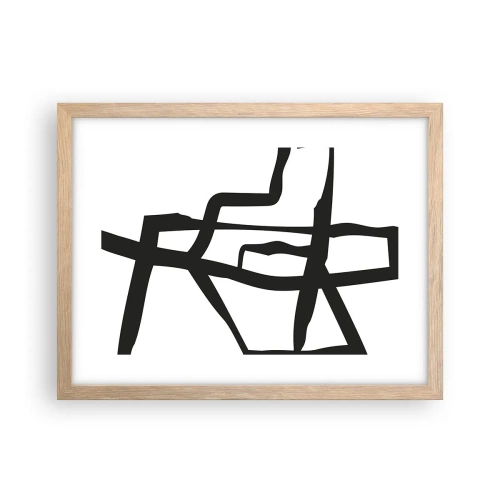 Poszter világos tölgy keretben - Fekete-fehér konstrukció - 40x30 cm