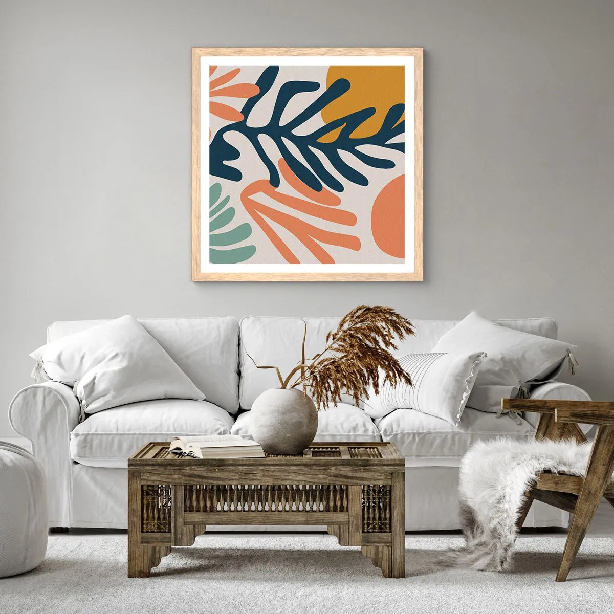 Poszter világos tölgy keretben - Koralltengerek - 50x50 cm