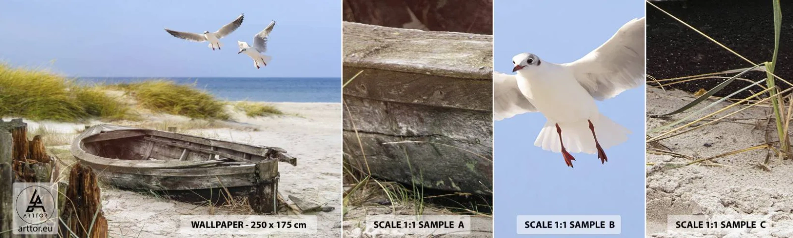 Fotótapéta Minta Öntapadós Deluxe Sticker - Szélben fürödve - Tájkép, Strand, Dűnék - 100x30 cm