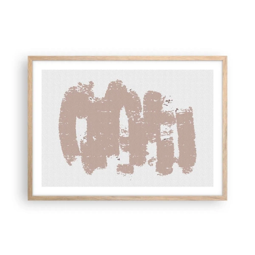 Poszter világos tölgy keretben - Absztrakció lágy rózsaszínben - 70x50 cm