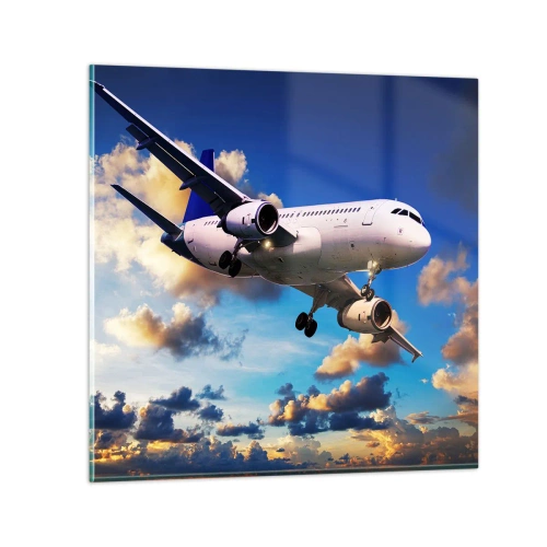 Üveg kép - Utazás fehérben és kékben - 50x50 cm