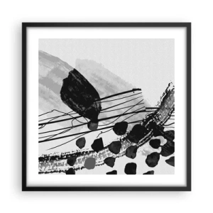 Poszter fehér keretben - Fekete-fehér organikus absztrakció - 50x50 cm