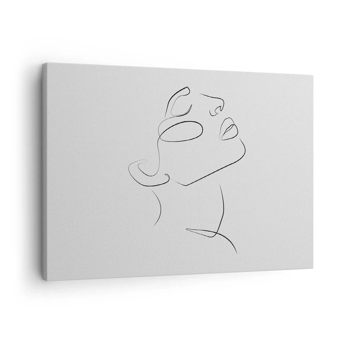 Vászonkép - Egy minimalista vázlat egy női arcról profilból. - 70x50cm - Az álmok fordulatai - Modern fali dekoráció nappalihoz és hálószobához ARTTOR