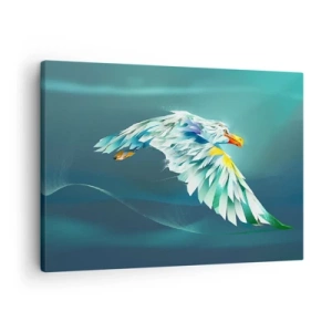 Vászonkép - Absztrakt sas repülés közben a türkizkék égbolton - 70x50cm - A repülésed ereje mint a sasé - Modern fali dekoráció nappalihoz és hálószobához ARTTOR
