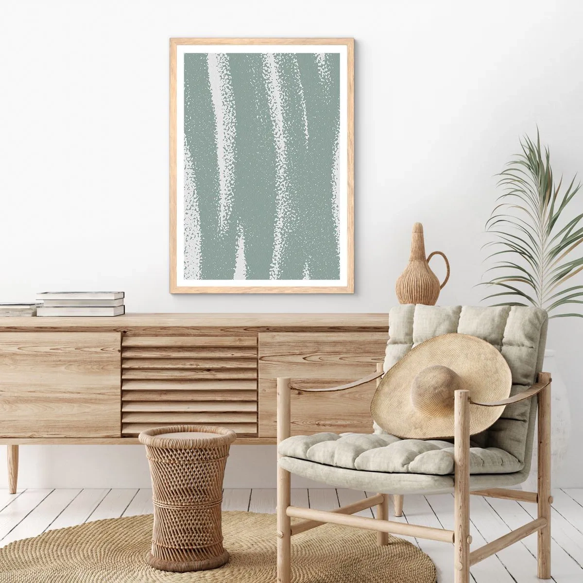 Poszter világos tölgy keretben - Absztrakció téli hangulatban - 40x50 cm