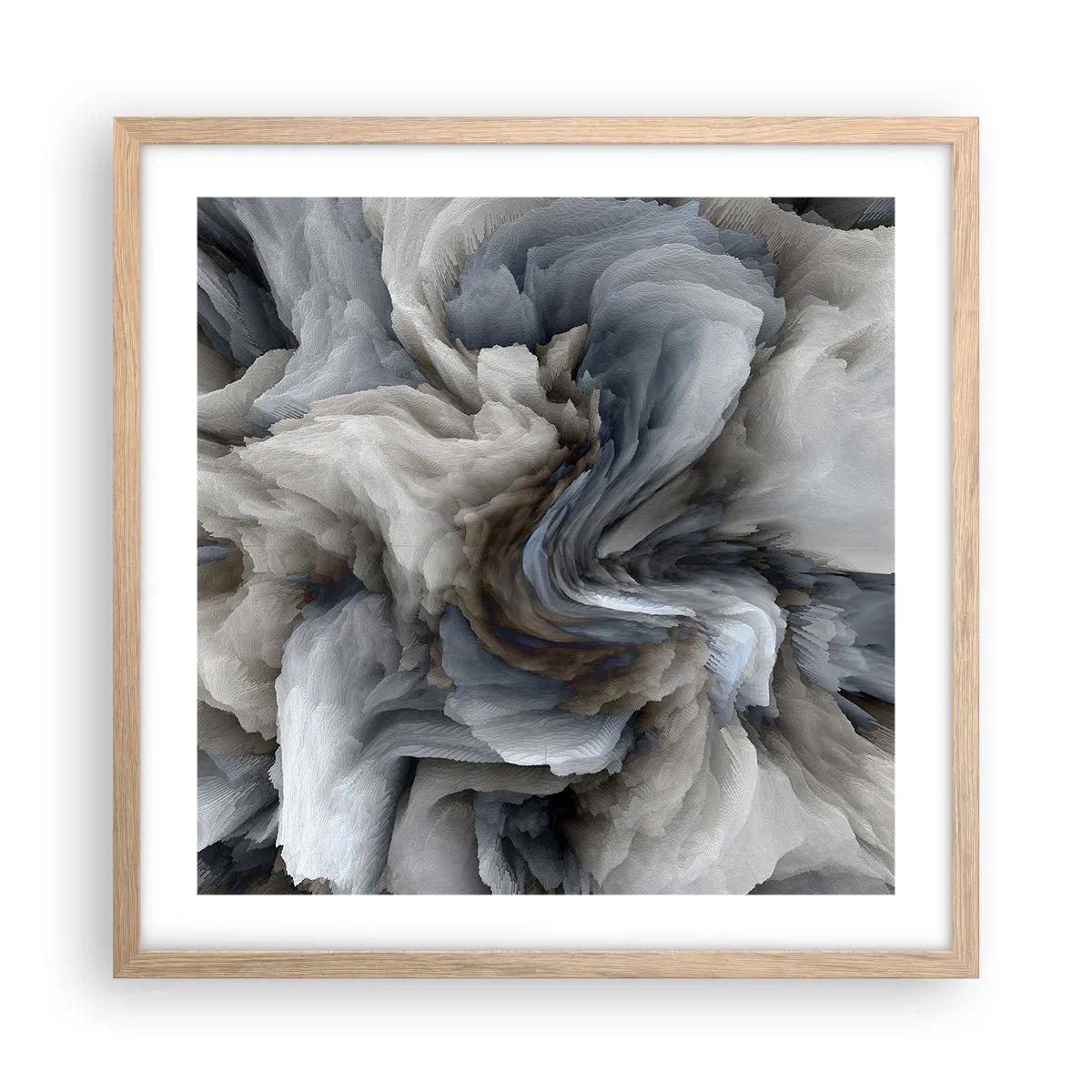 Poszter világos tölgy keretben - Kő és virág - 50x50 cm