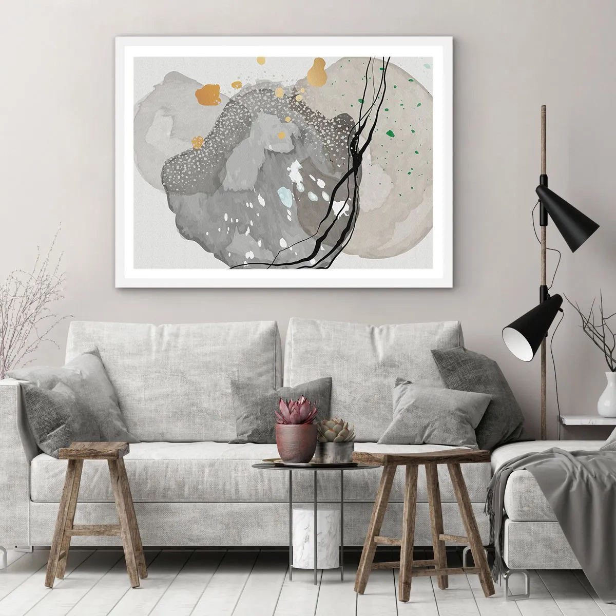 Poszter fekete keretben - Organikus kompozíció - 100x70 cm