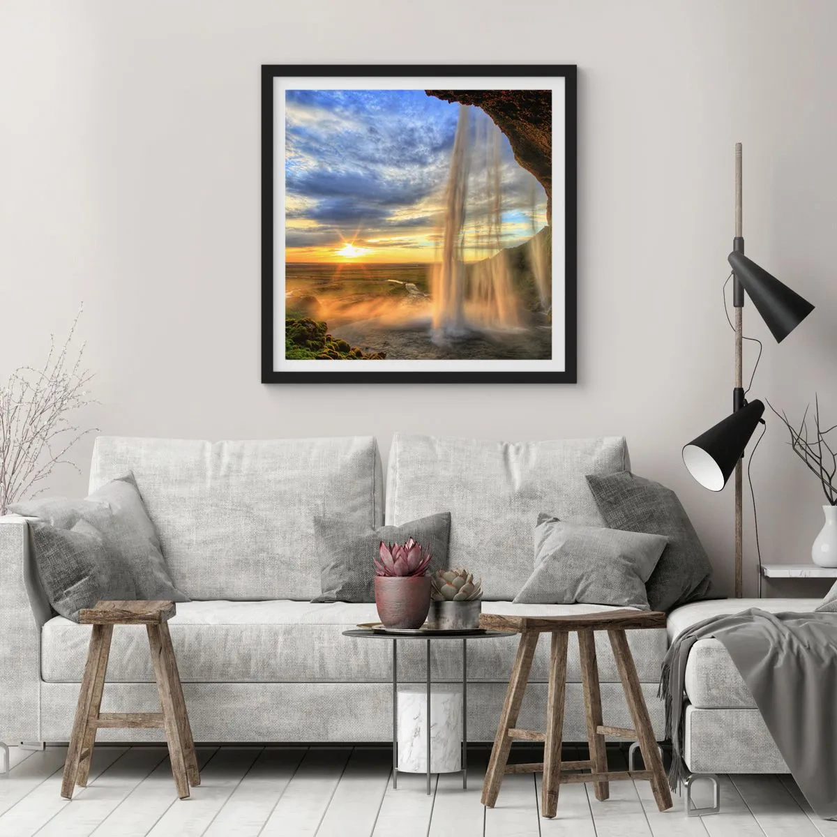 Poszter fehér keretben - Cseppfátyol mögötti világ - 60x60 cm