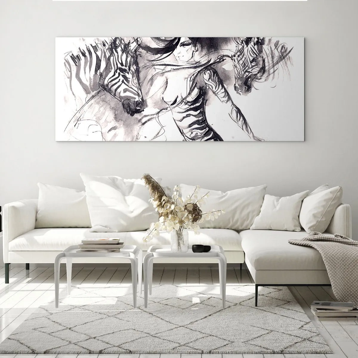 Üveg kép - Tánc a zebrákkal - 90x30 cm