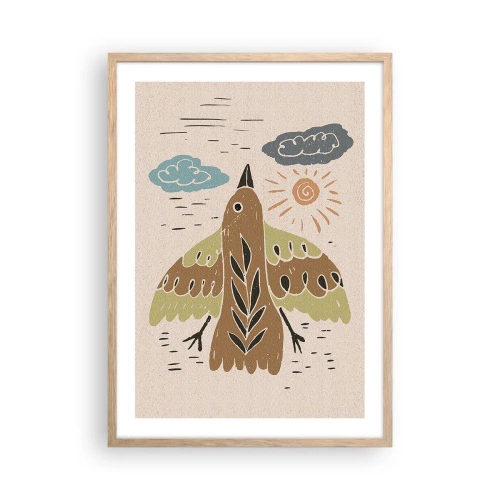 Poszter világos tölgy keretben - Örömteli repülés - 50x70 cm
