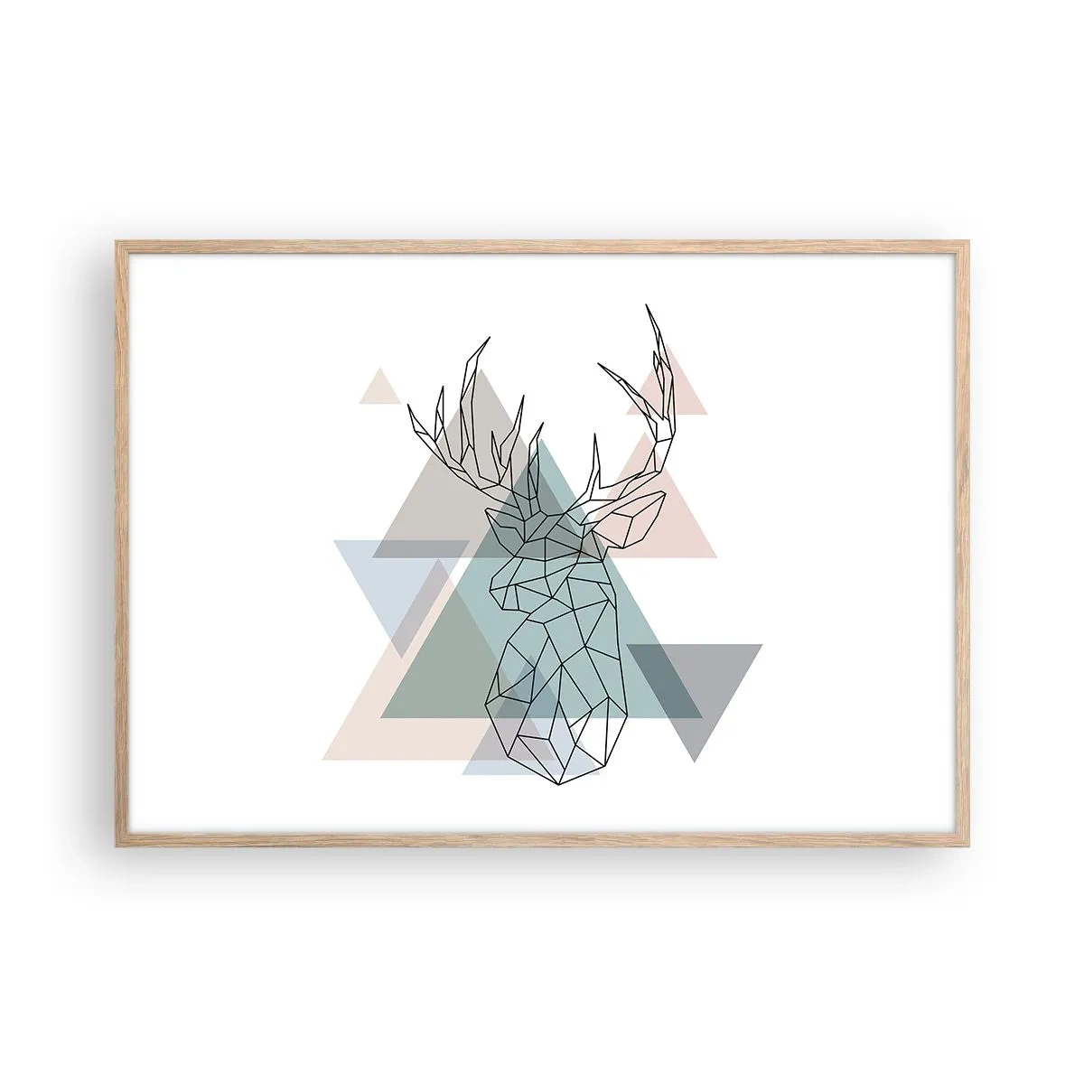 Poszter világos tölgy keretben - Egy geometrikus erdőben - 100x70 cm