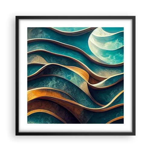 Poszter fehér keretben - Kék kanyarulatok - 50x50 cm