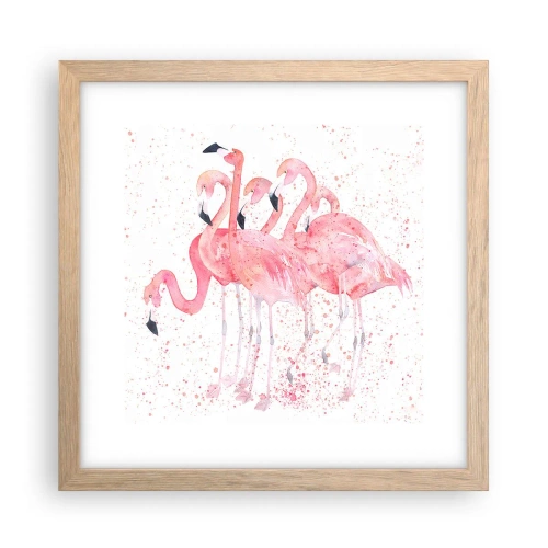 Poszter világos tölgy keretben - Rózsaszín együttes - 30x30 cm