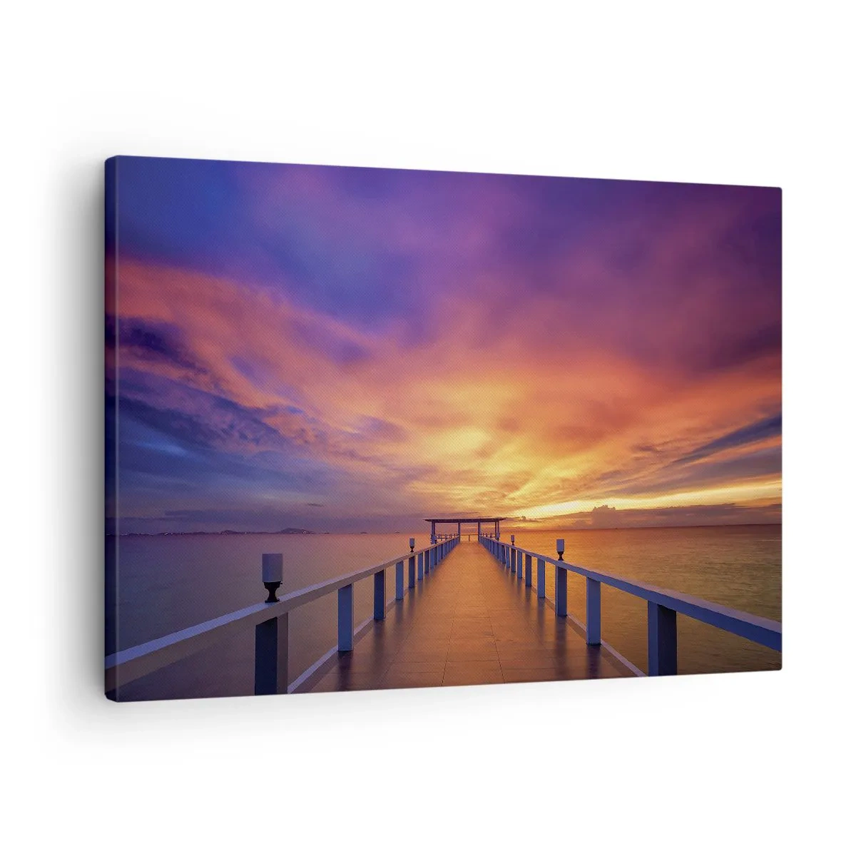 Vászonkép - Egy móló, amely a tengerre vezet naplementekor - 70x50cm - Vég nélkül - Modern fali dekoráció nappalihoz és hálószobához ARTTOR