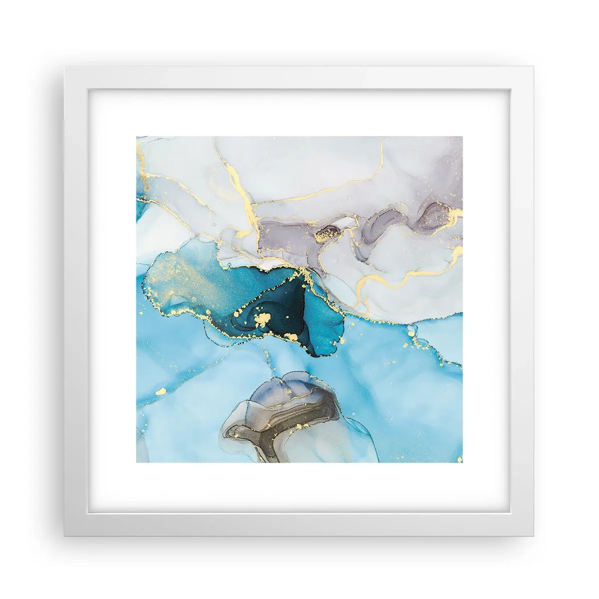 Poszter fekete keretben - Tanulmány a szürke és a türkiz találkozásáról - 30x30 cm