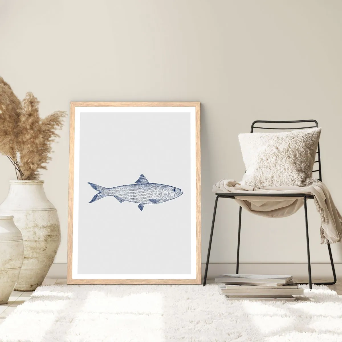 Poszter világos tölgy keretben - Üdvözlet az északi tengerektől - 70x100 cm