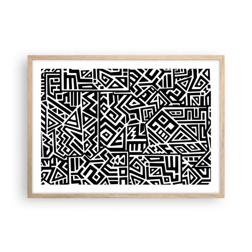 Poszter világos tölgy keretben - Kolumbusz előtti kompozíció - 70x50 cm
