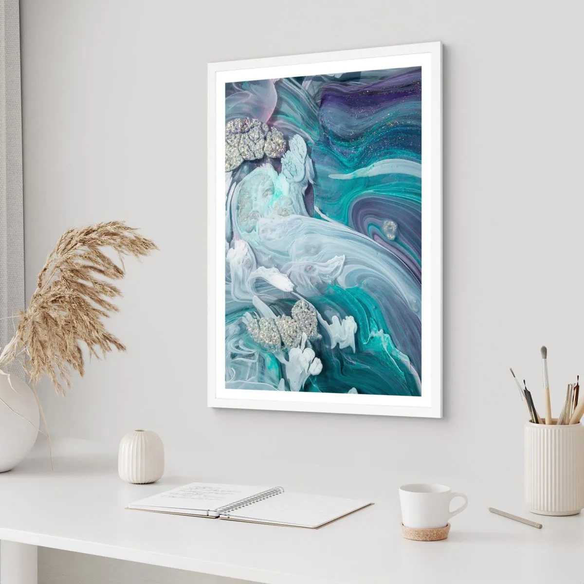 Poszter fekete keretben - Kék áramlatok - 70x100 cm