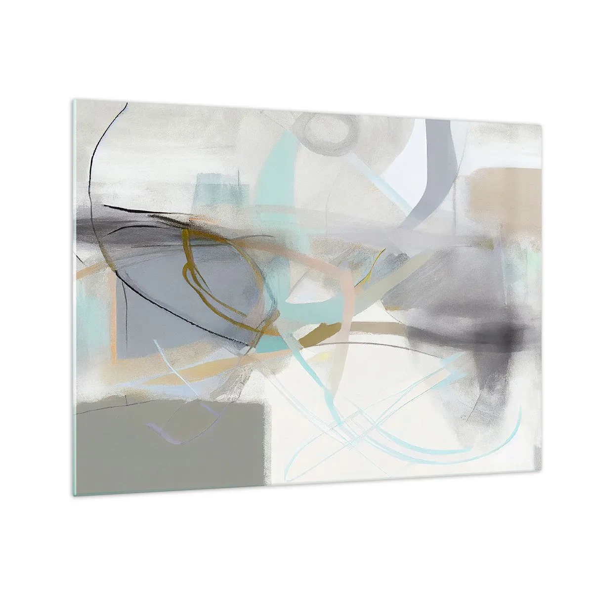 Üveg kép - Ködös absztrakció pasztell és grafit díszítésekkel. - 70x50cm - Ködös absztrakció - Modern fali dekoráció nappalihoz és hálószobához ARTTOR