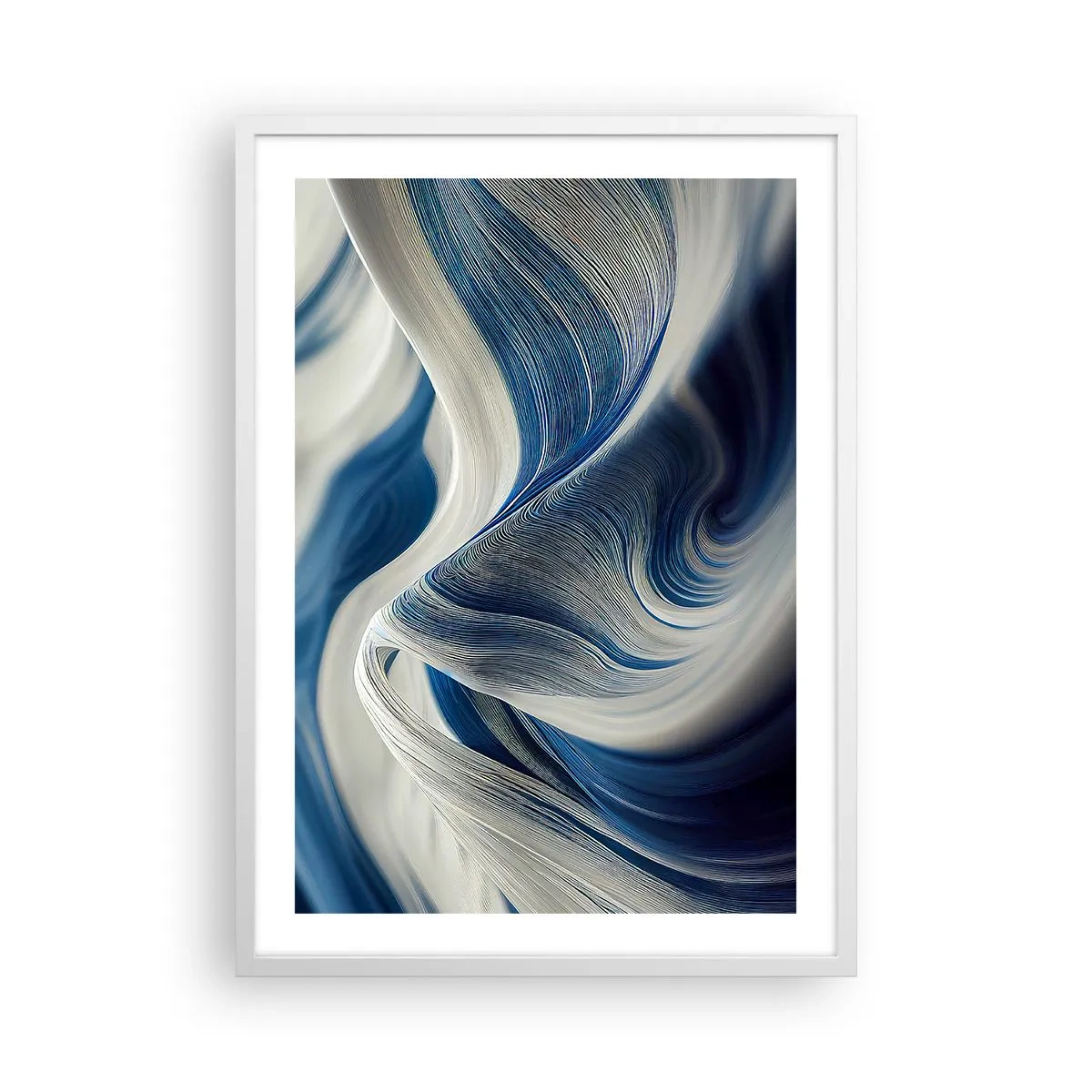 Poszter fekete keretben - Kék és fehér folyékonysága - 50x70 cm