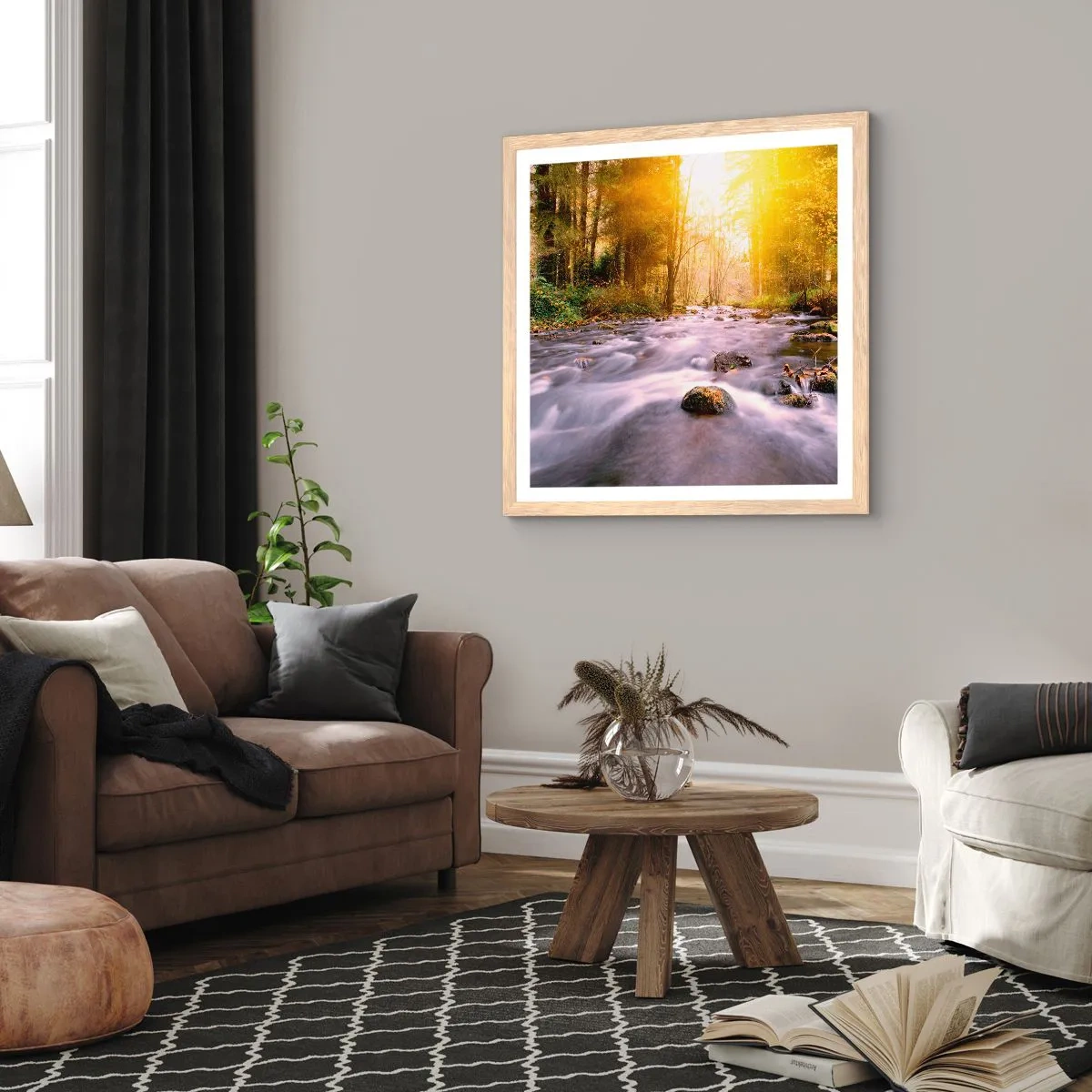 Poszter világos tölgy keretben - Malachit ezüst és arany keretben - 60x60 cm