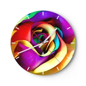 Falióra, Óra - Egy intenzív színű szivárványrózsa közeli képe - 30x30cm - Ez lehetetlen - Modern fali dekoráció nappalihoz, konyhához és hálószobához ARTTOR