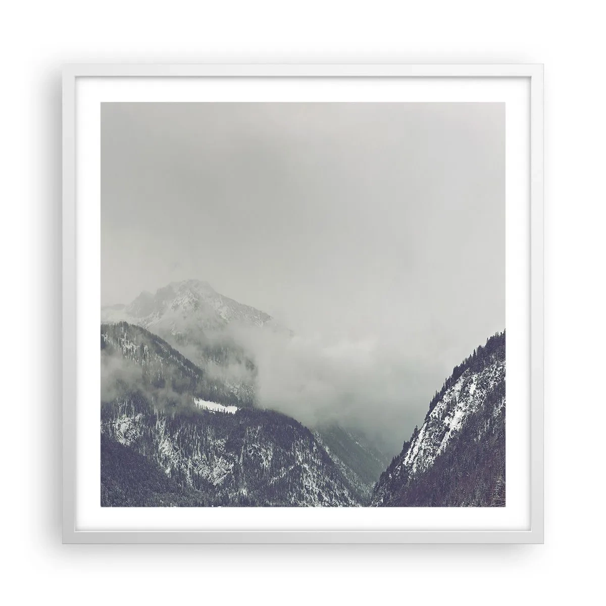 Poszter fekete keretben - Ködös völgy - 60x60 cm