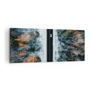 Vászonkép - Átvágni a téli erdőn - 120x50 cm