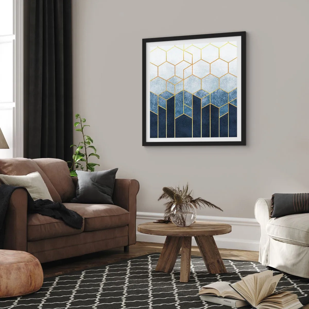 Poszter fehér keretben - Kompozíció szinkópa ritmusban - 60x60 cm