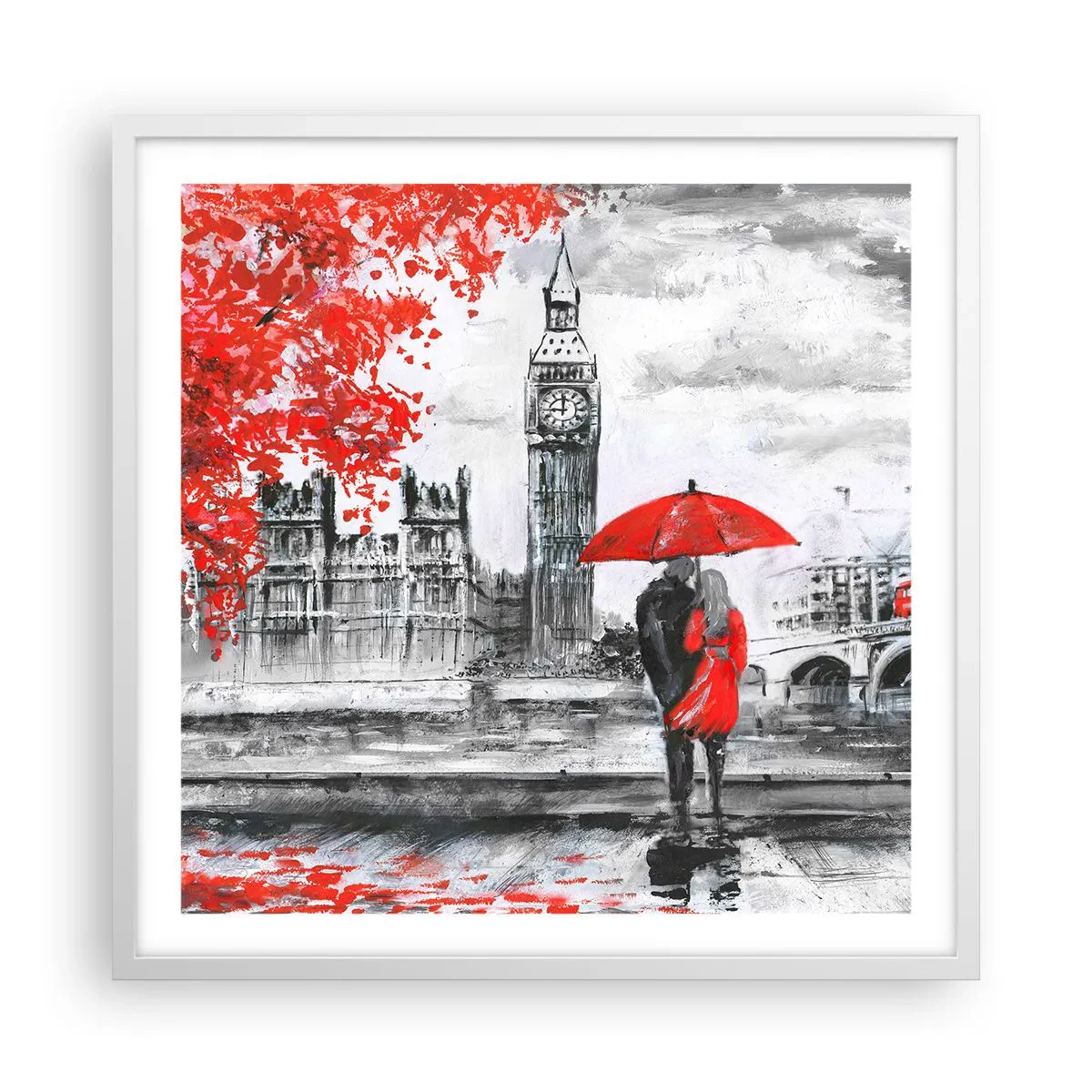 Poszter fekete keretben - Szerelmesek Londonban - 60x60 cm