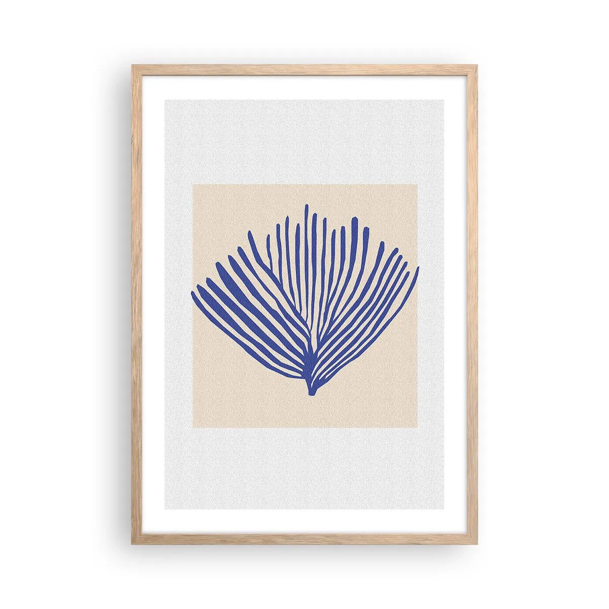 Poszter világos tölgy keretben - Kék legyező - 50x70 cm