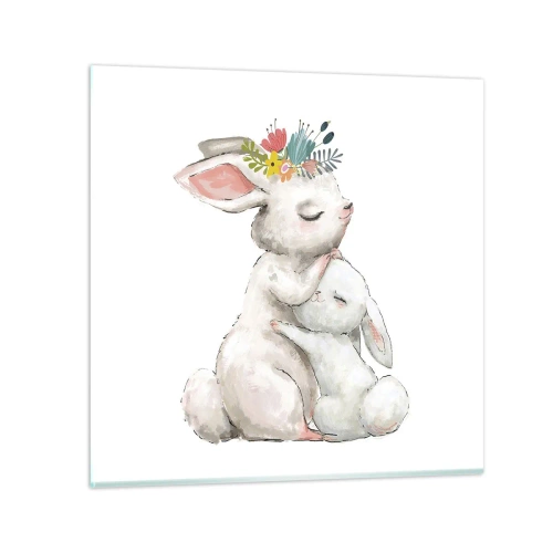 Üveg kép - Nincs olyan, mint anyánál - 70x70 cm