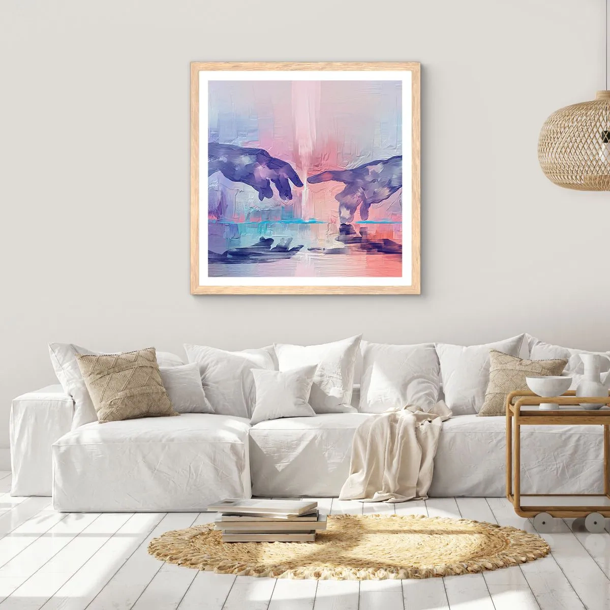 Poszter világos tölgy keretben - Az élet isteni szikrája - 60x60 cm