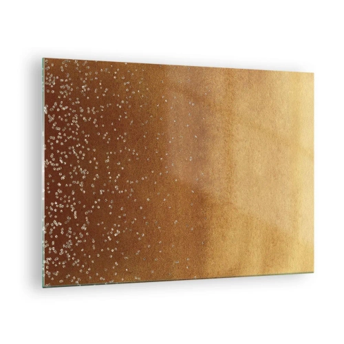Üveg kép - Arany absztrakt minta finom tükröződésekkel - 70x50cm - A fény születése - Modern fali dekoráció nappalihoz és hálószobához ARTTOR