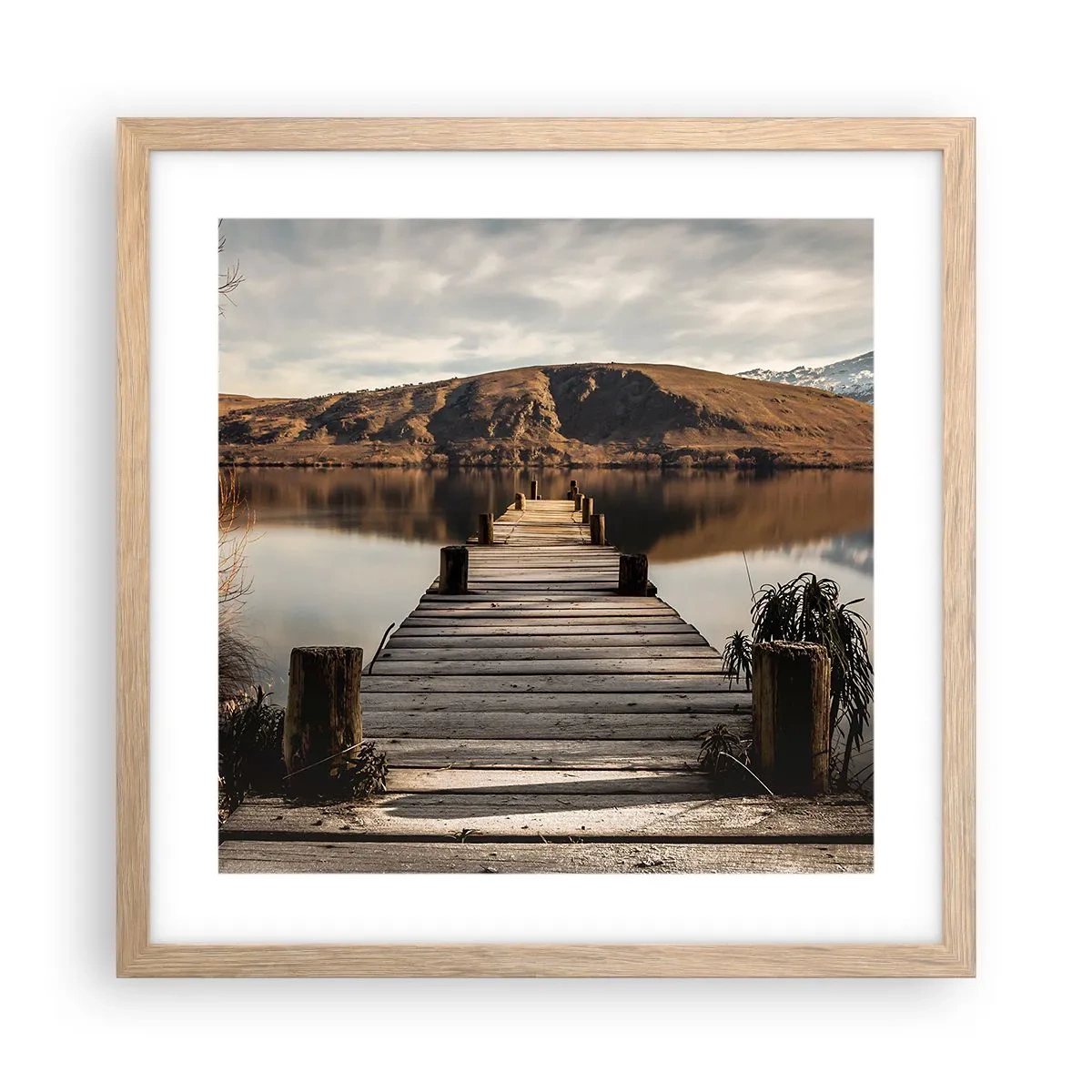 Poszter világos tölgy keretben - Táj a csendben - 40x40 cm