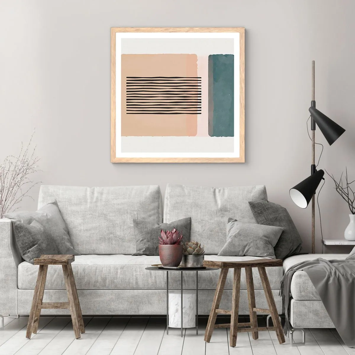 Poszter világos tölgy keretben - Minden rendben - 50x50 cm