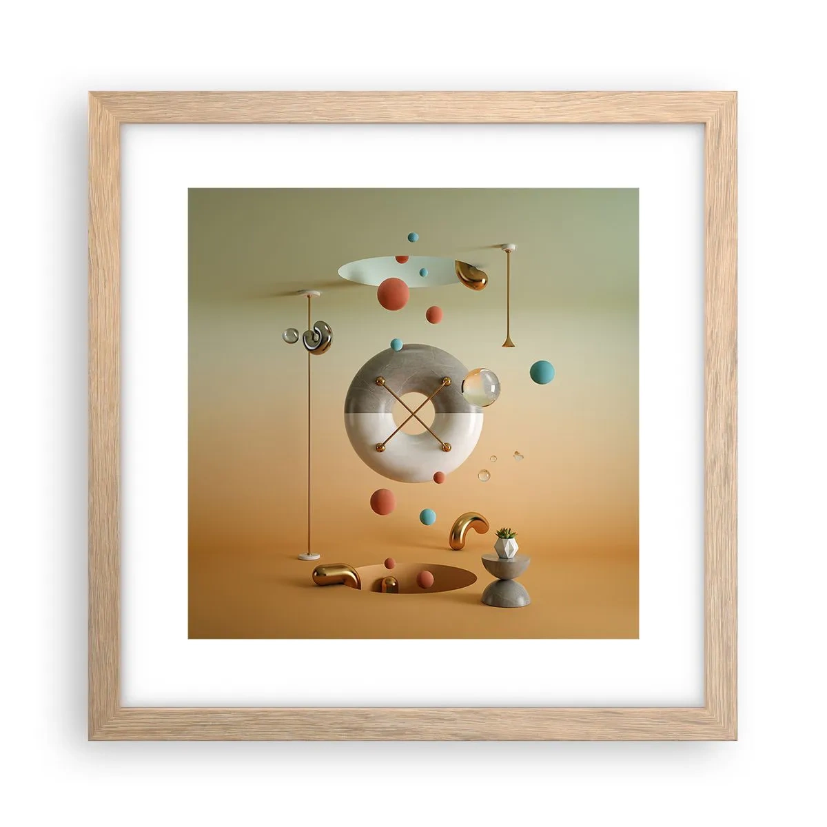 Poszter világos tölgy keretben - Bármi megtörténhet - 30x30 cm