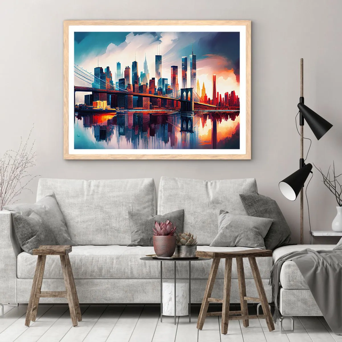 Poszter világos tölgy keretben - Fenomenális New York - 50x40 cm