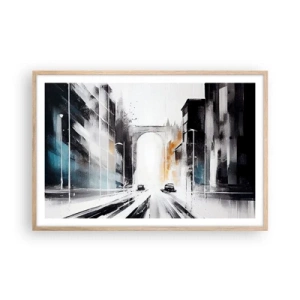 Poszter világos tölgy keretben - Várostanulmány: építészet és mozgás - 91x61 cm