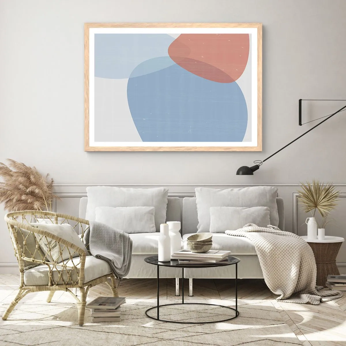 Poszter világos tölgy keretben - Pasztell kapcsolatok - 100x70 cm