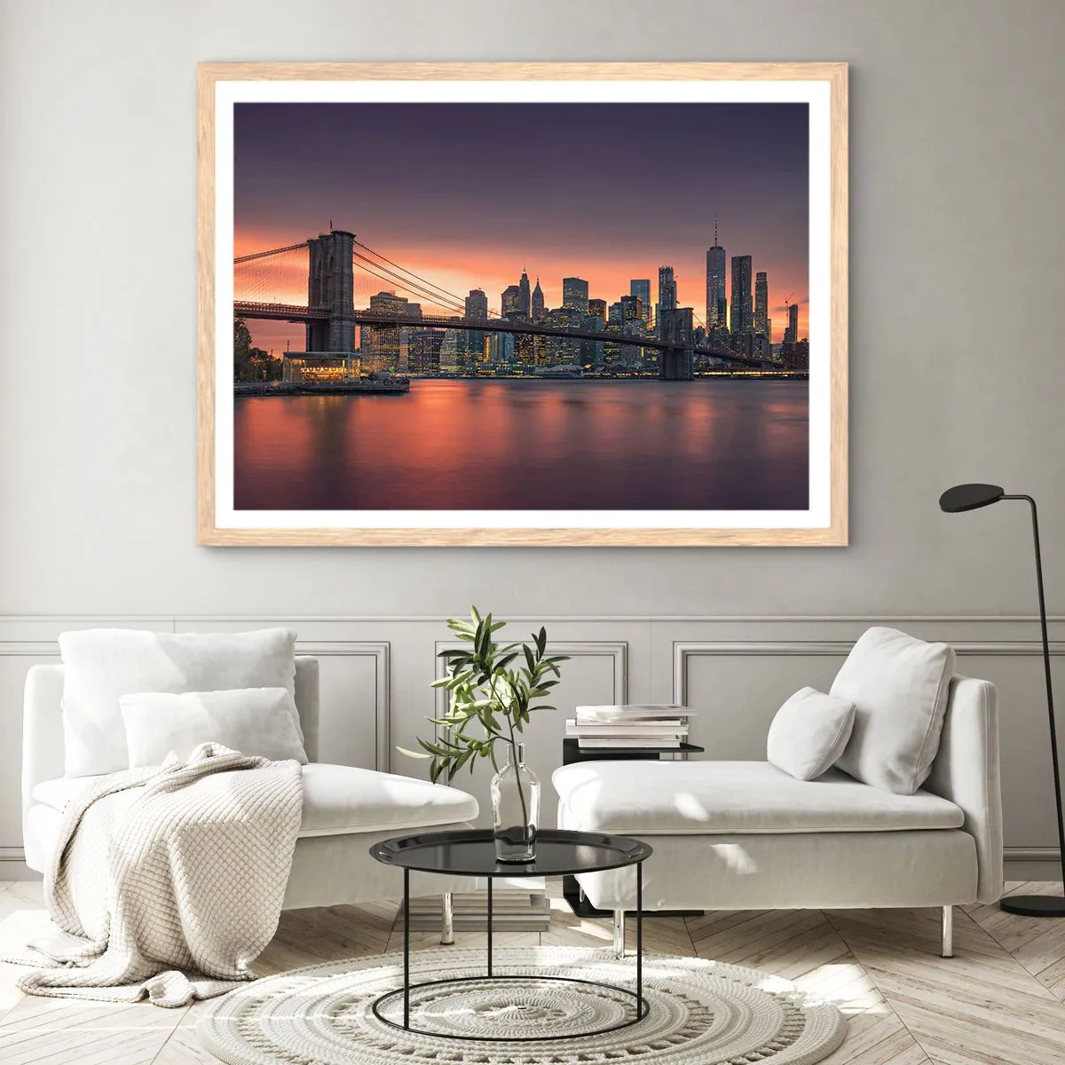 Poszter világos tölgy keretben - Lila csendbe merülve - 100x70 cm