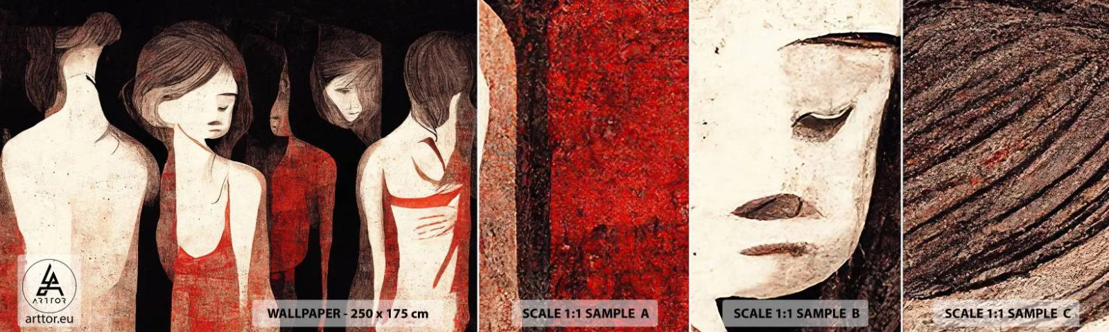 Fotótapéta Minta Standard Eco - A sötétség madonnái - Nők, Darab, Szomorúság - 100x30 cm