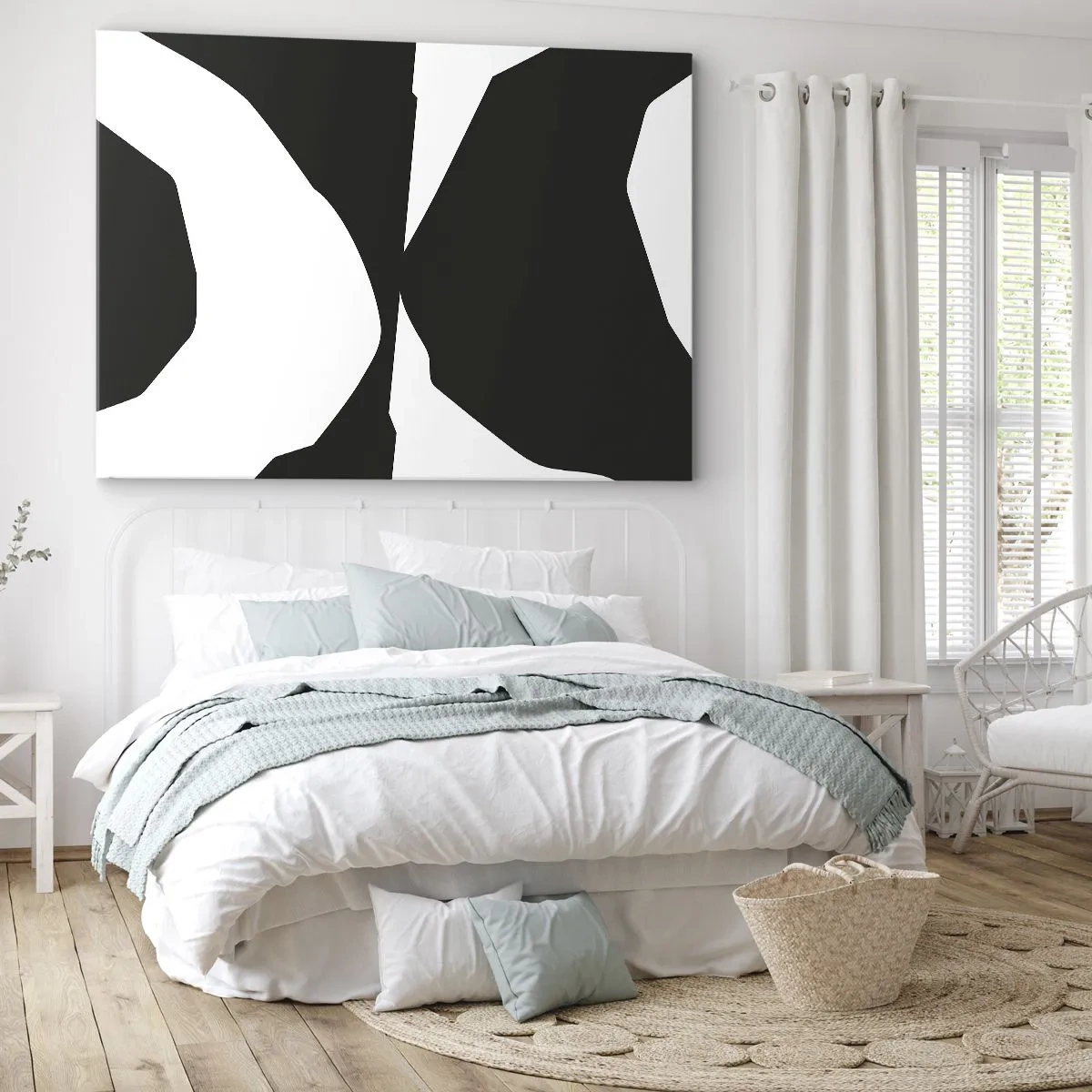 Vászonkép - Absztrakt kontrasztminta fekete-fehérben - 70x50cm - Pozitív-negatív - Modern fali dekoráció nappalihoz és hálószobához ARTTOR