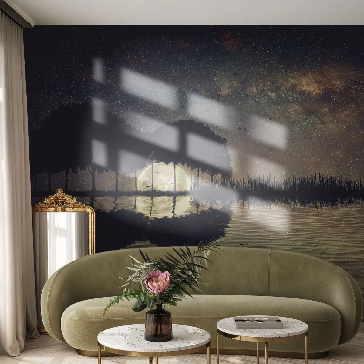 Fotótapéta Premium Canvas - Éjszaka a világ végén - Tájkép, Tó, Hold - 200x140 cm