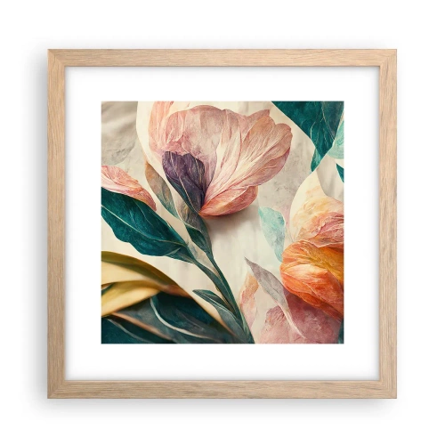 Poszter világos tölgy keretben - A déli szigetek virágai - 30x30 cm
