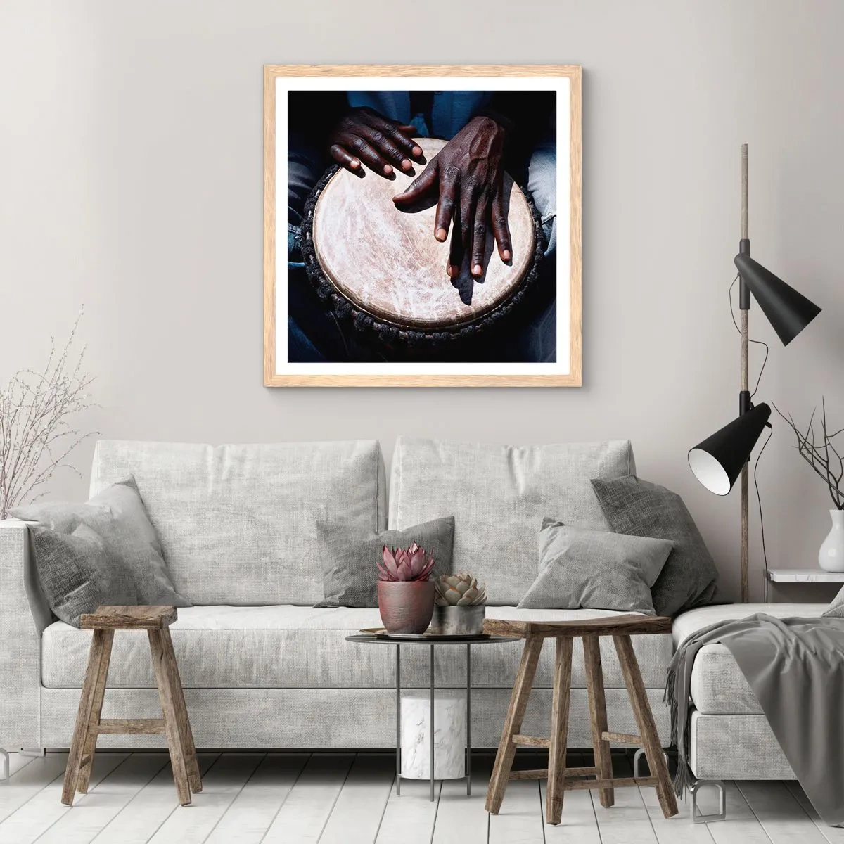 Poszter világos tölgy keretben - Élj a saját ritmusodban - 50x50 cm